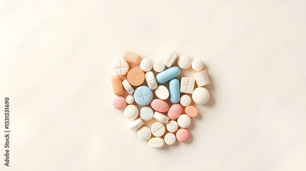 Multicolored medicine pills in the shape of a heart.
Close-up, medicine, pills, vitamins, health, banner. Multicolored medicine pills in the shape of a heart.
Close-up, medicine, pills, vitamins, health, banner.