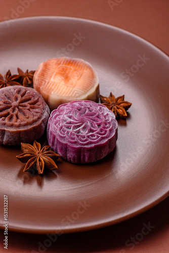 Wallpaper Mural Chinese mooncake is an Asian sweet dessert. Asian mooncake as a background for your design Torontodigital.ca