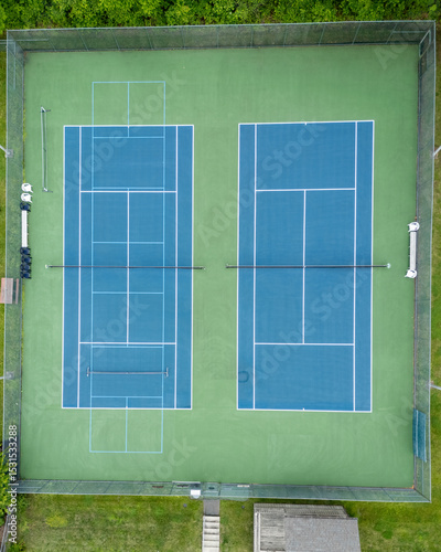 Tennis courts with retrofitted Pickleball courts