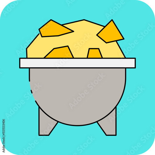 Gold pot single icon vector illustration