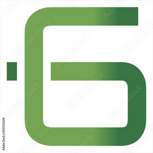 Modern Green Number Six Logo Design