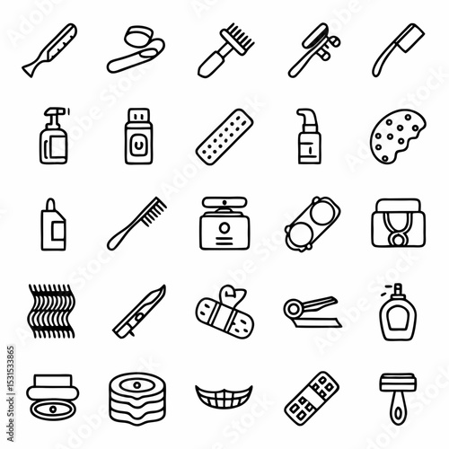 Collection of beauty products and personal care items vector illustration for cosmetic and hygiene needs