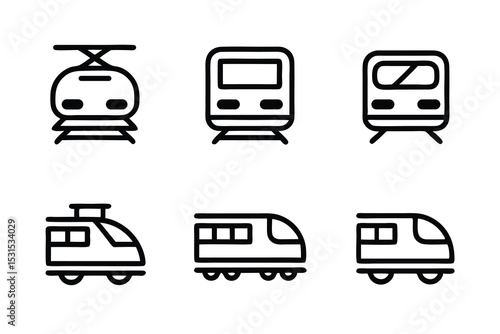 Train and railroad transportation icon vector set
