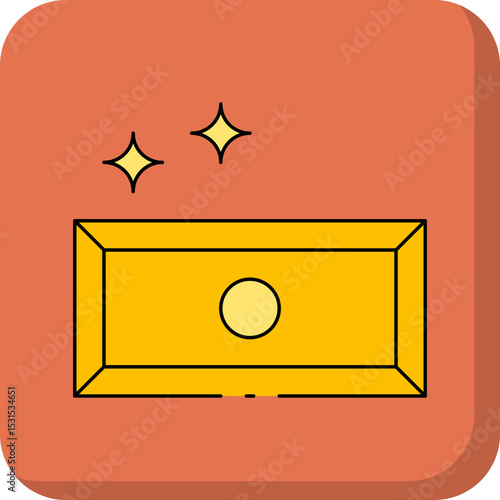 Gold bar single icon vector illustration