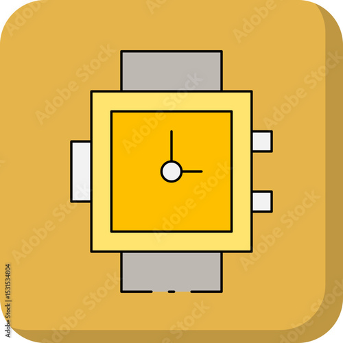 Gold watch single icon vector illustration