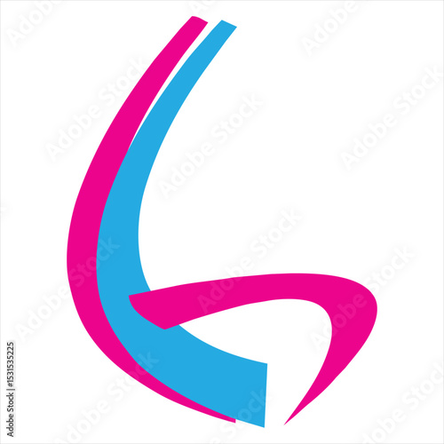 A stylized, bold number six in Vibrant Pink and Blue 