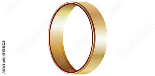 Golden Bangle On White Background, Antique Jewelry Vector Illustration.	