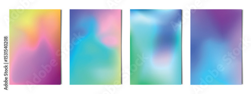 Set 4 pcs. abstract multicolor gradients, business background postcard for advertising, web background - Vector illustration