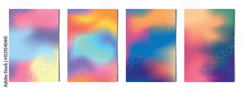 Set 4 pcs. abstract multicolor gradients, business background postcard for advertising, web background - Vector illustration