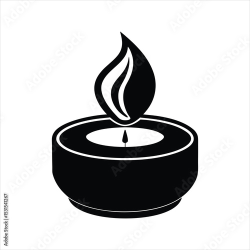 Black and White Tealight Candle Icon Design