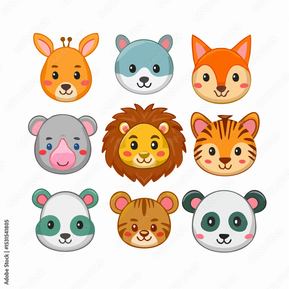 Fototapeta premium Collection set of funny cartoon animals