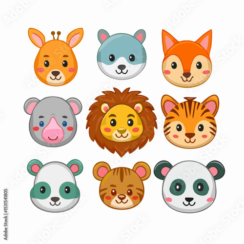 Collection set of funny cartoon animals