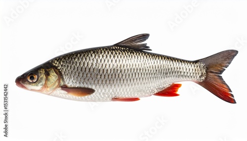 Chub on Isolated White Background – River Fish with Silver Tone and Natural Macro Focus
