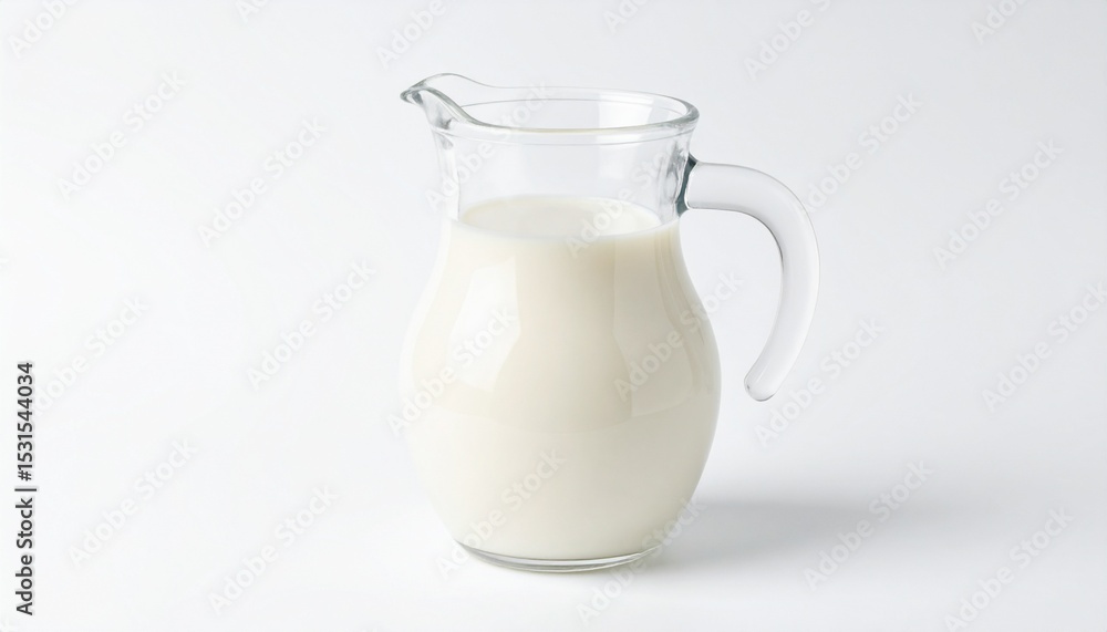 Buffalo Milk in Glass Pitcher on Isolated White Background – High-Fat Dairy with Velvety Surface and Professional Depth of Field Buffalo Milk in Glass Pitcher on Isolated White Background – High-Fat Dairy with Velvety Surface and Professional Depth of Field