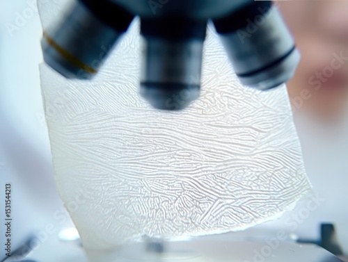White and fine meshed membrane paper observed with a microscope