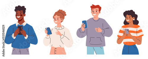 Collection of Man and Women Using Smartphones.