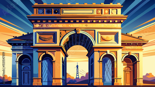 The Arc de Triomphe dominates this Paris scene with close-up perspective. France’s proud architecture stands tall, inviting admiration for its strength, curves, and symbolic artistic heritage.

