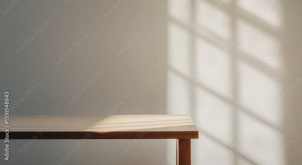 Fototapeta premium Natural Wood Table with Warm Light for Product Showcases and Packaging Mockups