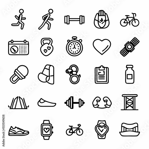 Fitness and workout icons set vector design for gym training exercise and healthy lifestyle concept design vector