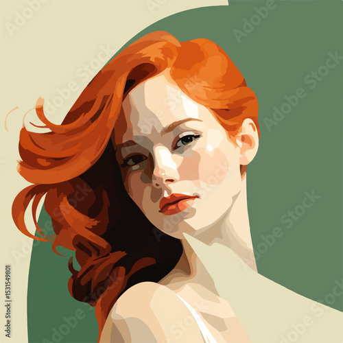 vector woman with red hair