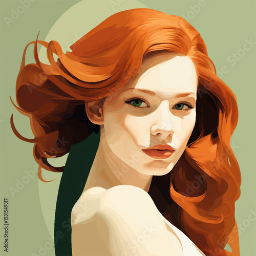 vector woman with red hair
