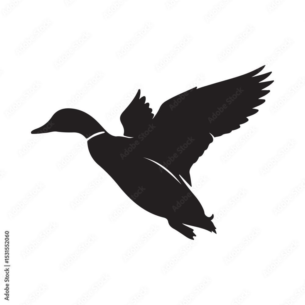 Obraz premium Silhouette duck vector illustration on white background