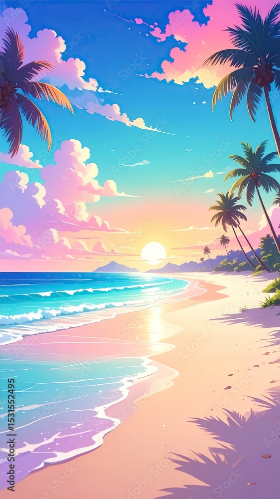 Fototapeta premium Tropical beach sunset landscape.