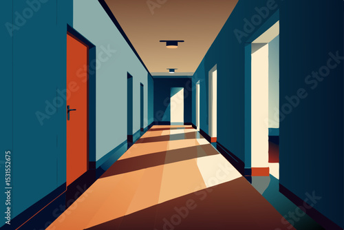 long corridor in a modern building
