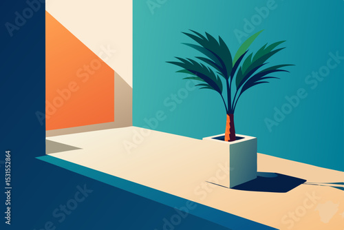 swimming pool with palm trees and sea