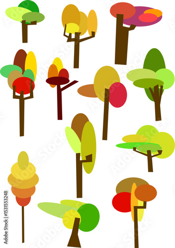 Zestaw drzew – ilustracja wektorowa