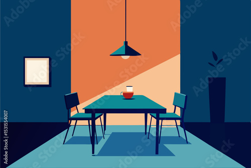 Vector illustration of a minimalist dining room interior