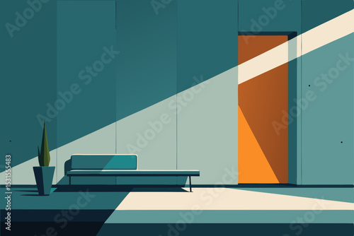 Minimalist interior design vector illustration