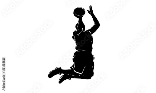 Dynamic Basketball Silhouettes Capturing High-Flying Dunks and Athletic Moves in Striking Black and White Designs