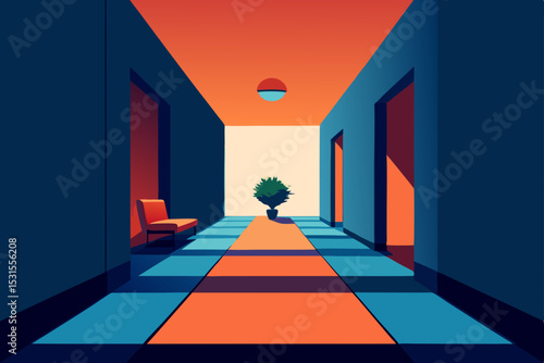 silhouette of a man standing in a corridor