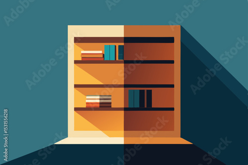 3d render of a bookshelf with shelves