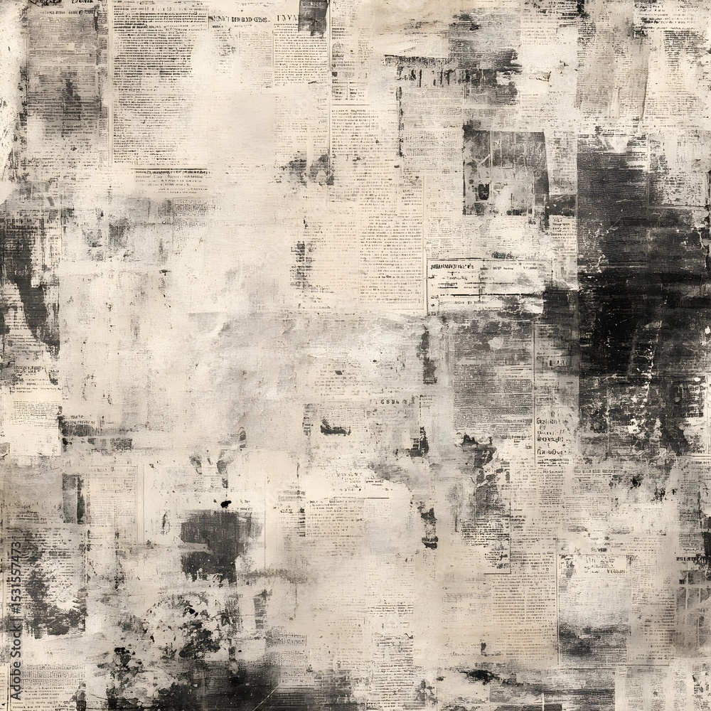 Fototapeta premium Beige Vintage Newspaper Texture, Faded Beige Vintage Newspaper Texture for Scrapbooking & Design