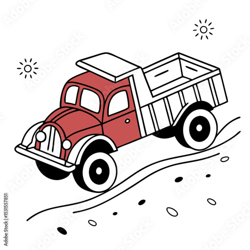 vector illustration of a truck and cartoon truck isolated on white