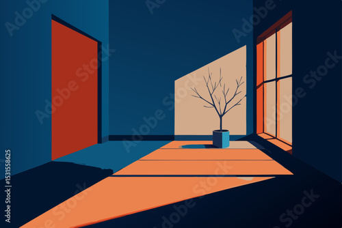 interior design scene with a window