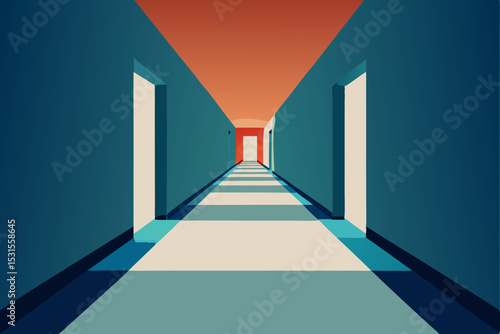 corridor with blue sky and light