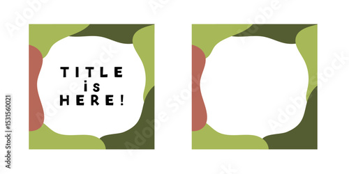 緑、自然、冒険風な正方形のあしらい、見出し、フレーム2