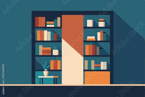 Vector illustration of a room with bookshelves