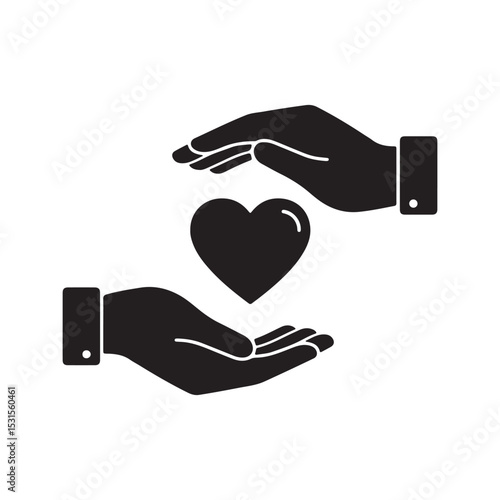Hands forming heart logo charity wellness and care design