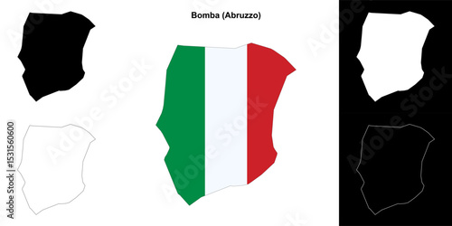 Bomba (Abruzzo) outline map set