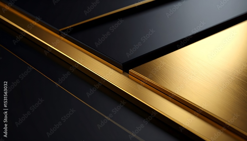 Abstract geometric composition with a contrast of black and gold textures, creating a luxurious and modern aesthetic. Abstract geometric composition with a contrast of black and gold textures, creating a luxurious and modern aesthetic.