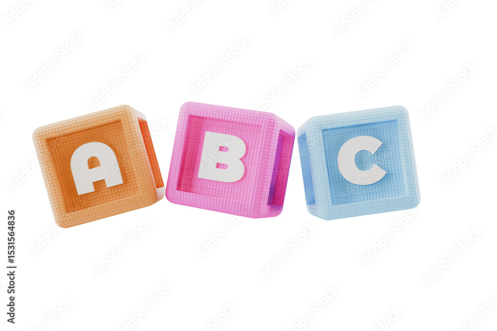 Fototapeta premium ABC alphabet building block cubes, on transparent background