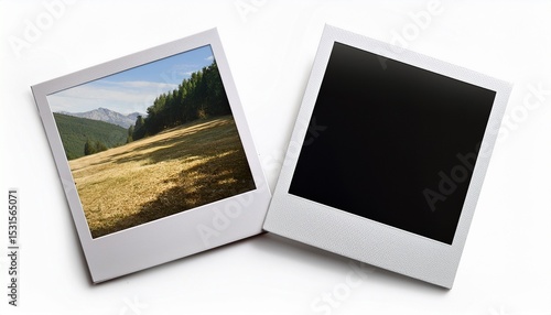 two polaroid style photo print frames white background
