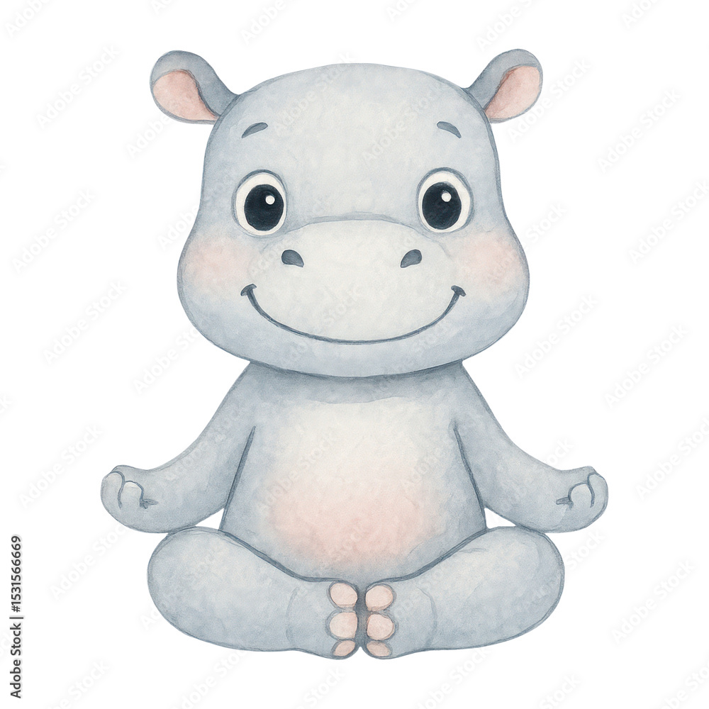 Naklejka premium PNG Adorable cartoon hippo illustration.