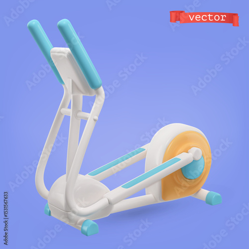 Elliptical trainer 3d render vector icon