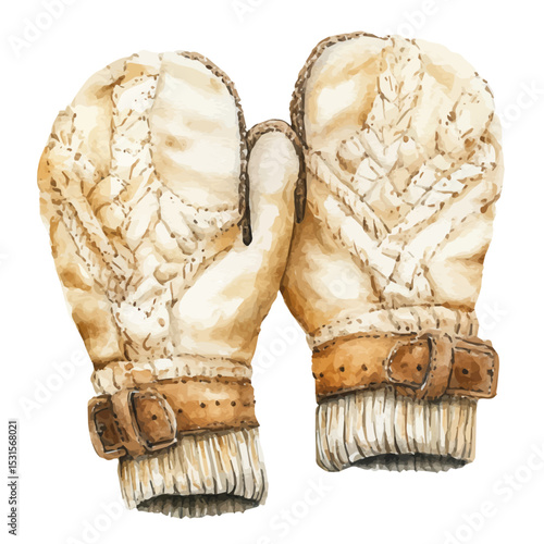 watercolor vector of Mittens, isolated on a white background.