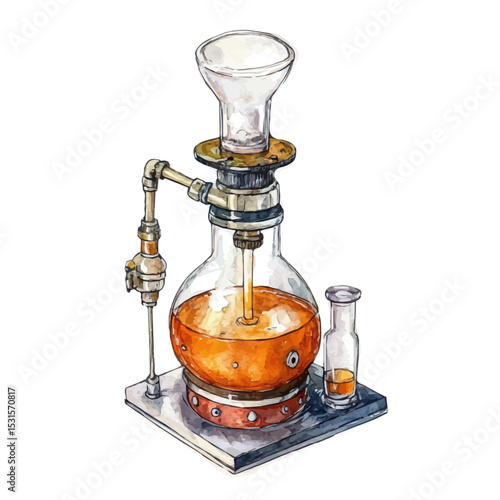 Micro Bunsen Burner, watercolor drawing vector, isolated on a white background.